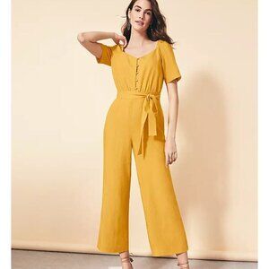 Ann Taylor Yellow Short Sleeve Tie Waist Jumper Size 6